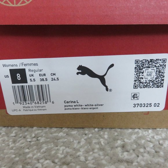 Like New Puma White Leather Carina Sneaker w/ Silver - 8 M - Picture 10 of 10